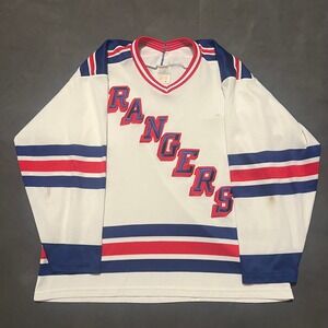 Vintage‎ 90s CCM Maska New York Rangers Hockey Jersey Mens Large White